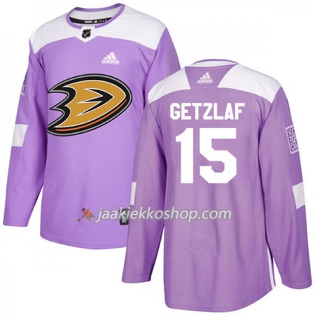 Miehille NHL Anaheim Ducks Pelipaita Ryan Getzlaf 15 Adidas 2017-2018 Violetti Fights Cancer Practice Authentic